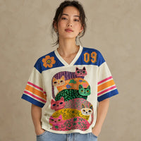 Japanese Cat Football Shirt Cream Multicolour Team Luck 09 Chaosbornwear