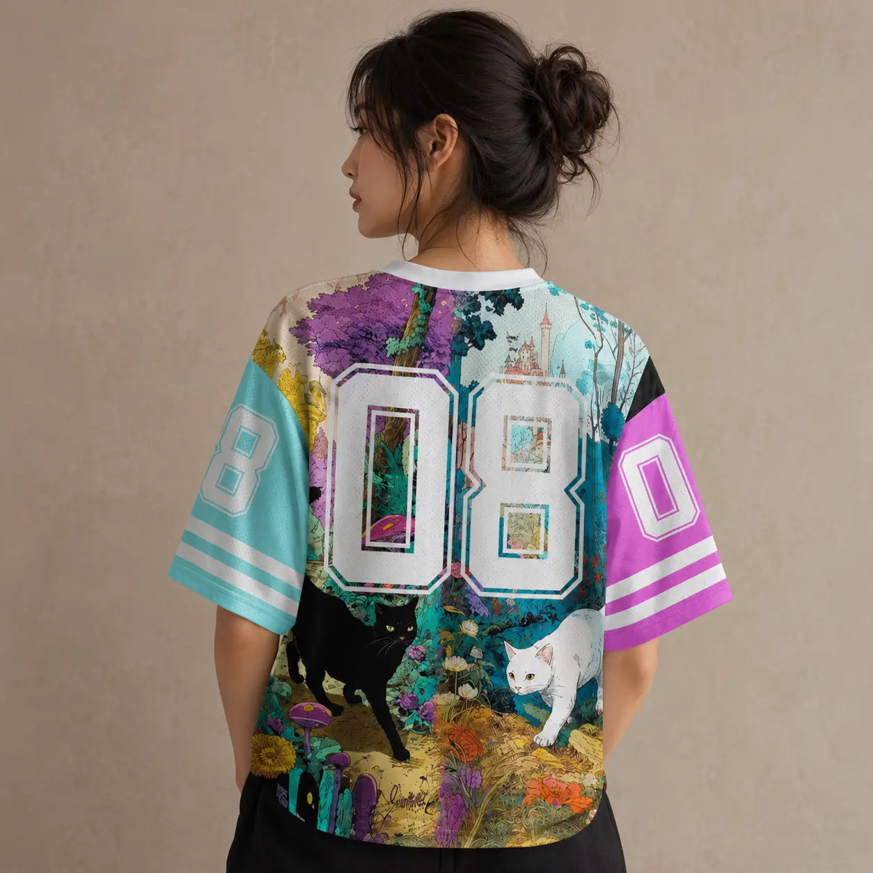 Japanese Cat Football Shirt Multicolour Fantasy Forest Neko 08 Chaosbornwear