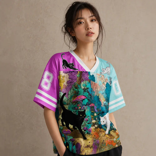 Japanese Cat Football Shirt Multicolour Fantasy Forest Neko 08 Chaosbornwear