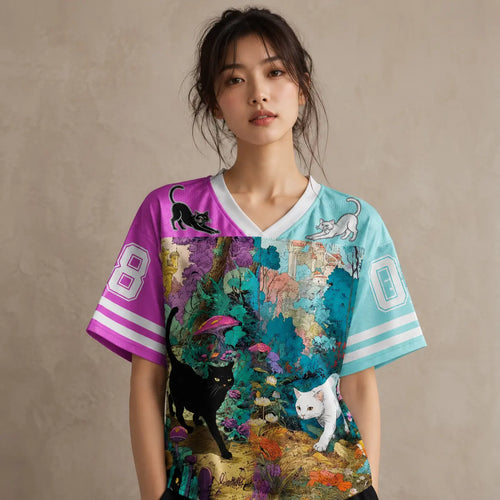 Japanese Cat Football Shirt Multicolour Fantasy Forest Neko 08 Chaosbornwear
