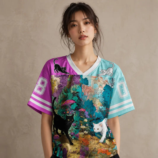 Japanese Cat Football Shirt Multicolour Fantasy Forest Neko 08 Chaosbornwear