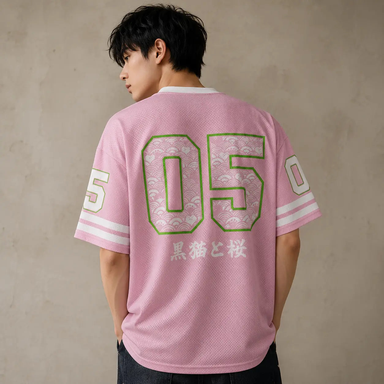 Japanese Cat Football Shirt Pink Sakura Black Cat Tree 05 Chaosbornwear