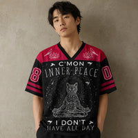 Japanese Football Shirt Black Red Inner Peace Cat Zen 08 Chaosbornwear