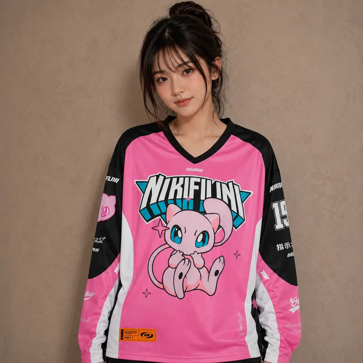 Japanese Kawaii Cat Football Shirt Pink Soccer Jersey Chaosbornwear