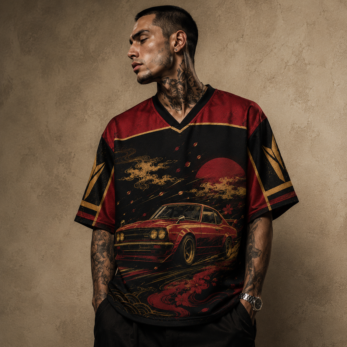 Japanese Racing Jersey Shirt Red Drift Premium Edition Chaosbornwear