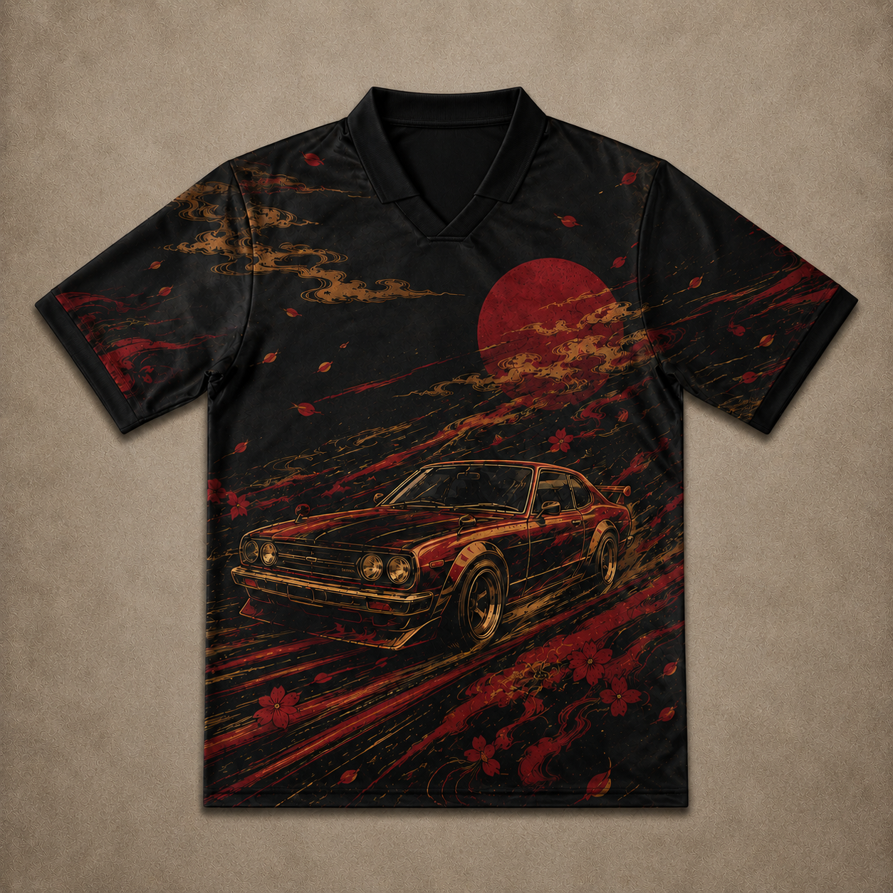 Japanese Racing Polo Shirt Red Drift Premium Edition Chaosbornwear