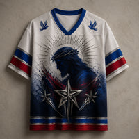 Jesus Jersey Football Shirt Blue Star Faith Edition Chaosbornwear