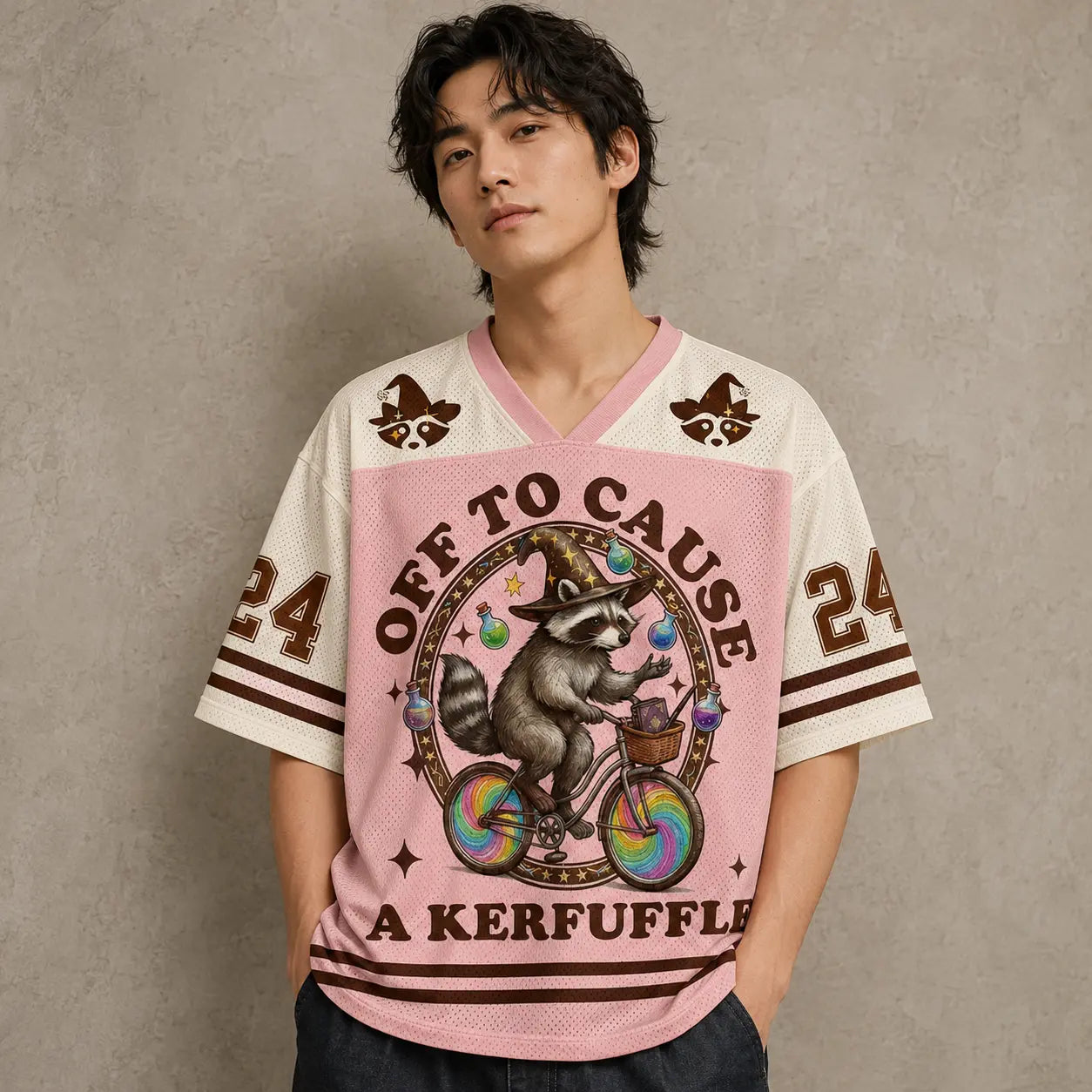Kerfuffle Wizard Raccoon Rainbow Jersey Shirt Off To Cause 24 Chaosbornwear