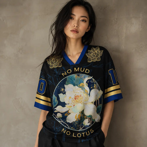 Lotus Football Shirt Black Floral Soccer Jersey Chaosbornwear