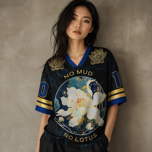 Lotus Football Shirt Black Floral Soccer Jersey Chaosbornwear