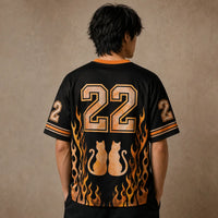 Love and Claws Cat Brothers Flame Jersey Shirt Japan Kanji 22 Chaosbornwear