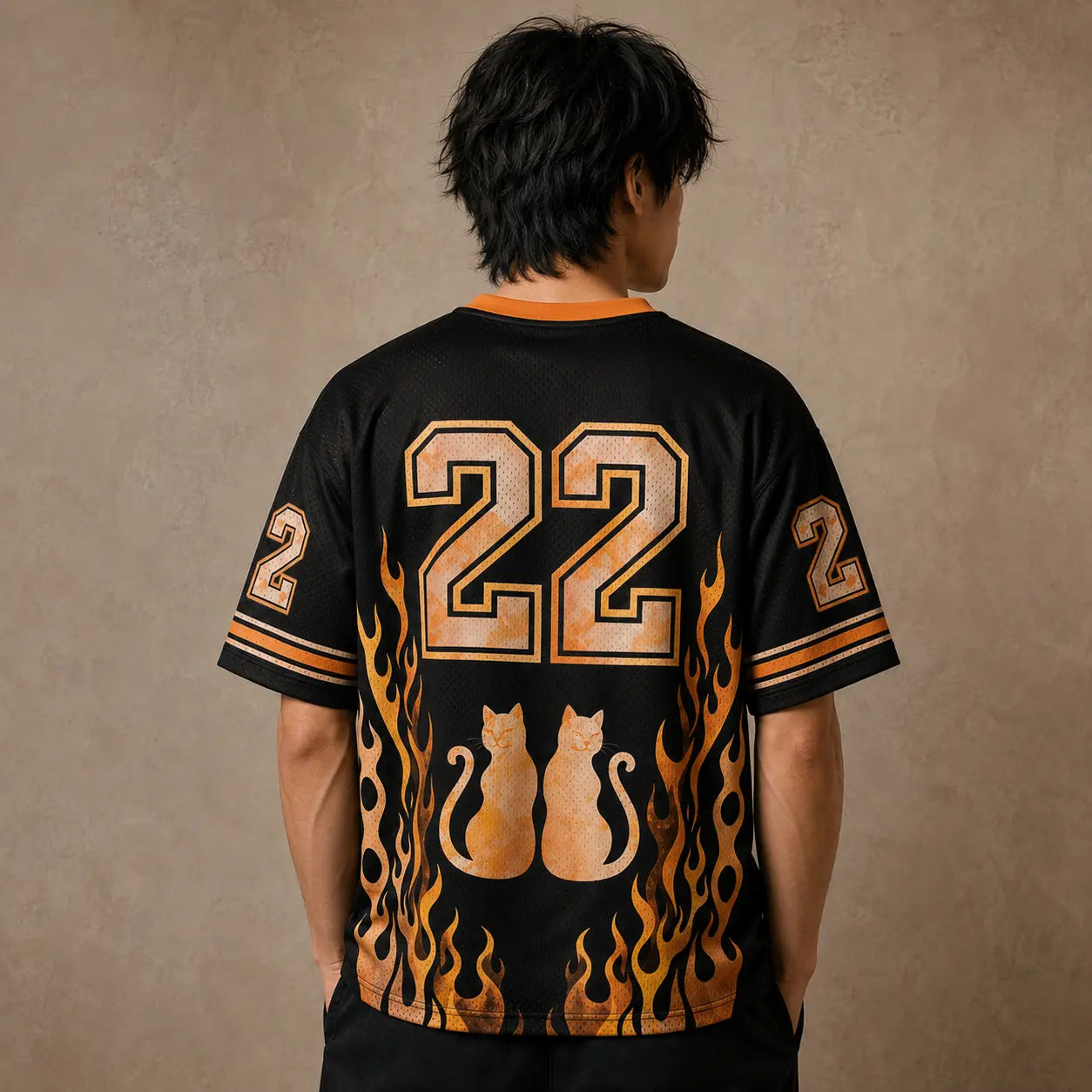 Love and Claws Cat Brothers Flame Jersey Shirt Japan Kanji 22 Chaosbornwear