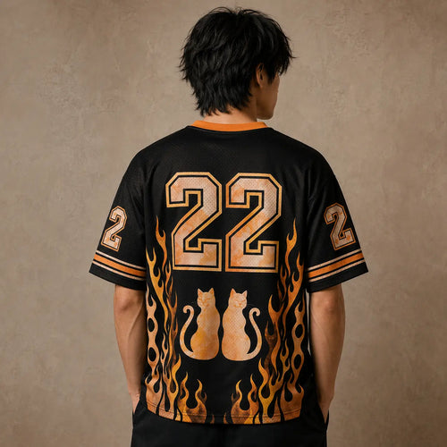 Love and Claws Cat Brothers Flame Jersey Shirt Japan Kanji 22 Chaosbornwear