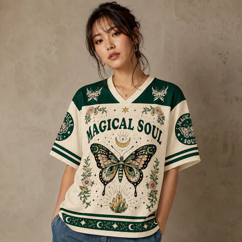 Magical Soul Butterfly Crystal Moon Jersey Shirt Celestial Chaosbornwear