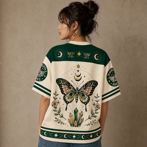 Magical Soul Butterfly Crystal Moon Jersey Shirt Celestial Chaosbornwear