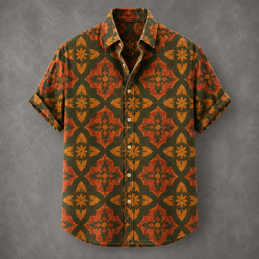 Men’s Retro Button Shirt Vintage Summer Design Chaosbornwear