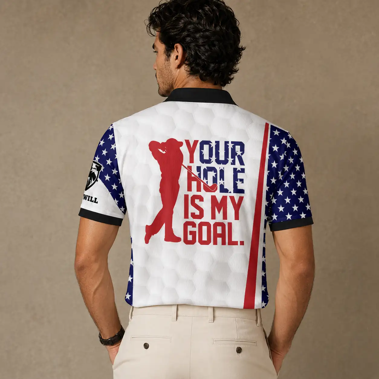 Mens Golf Shirt USA Flag Skeleton Golfer Polo Shirt Chaosborn