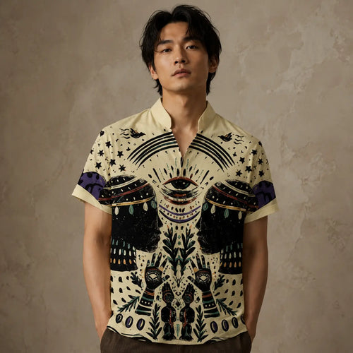 Mystic Cat Shirt Mens Celestial Eye Graphic Shirt Chaosbornwear