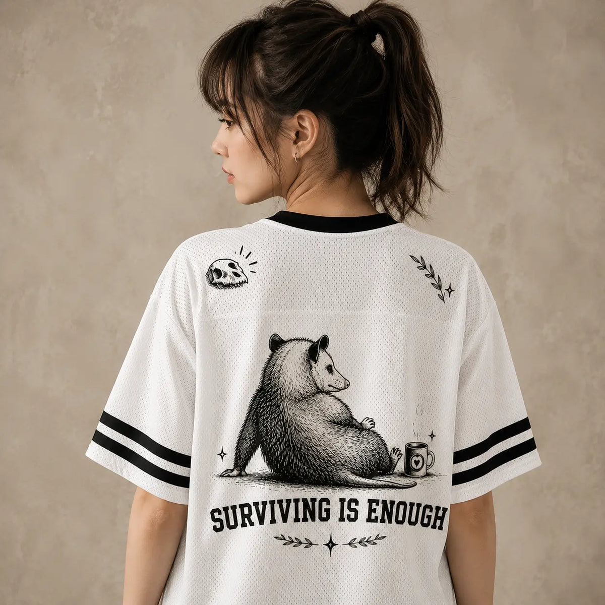 Opossum Jersey Shirt My Back Hurts But I'm Being Really Brave About It Surviving Is Enough Chaosbornwear