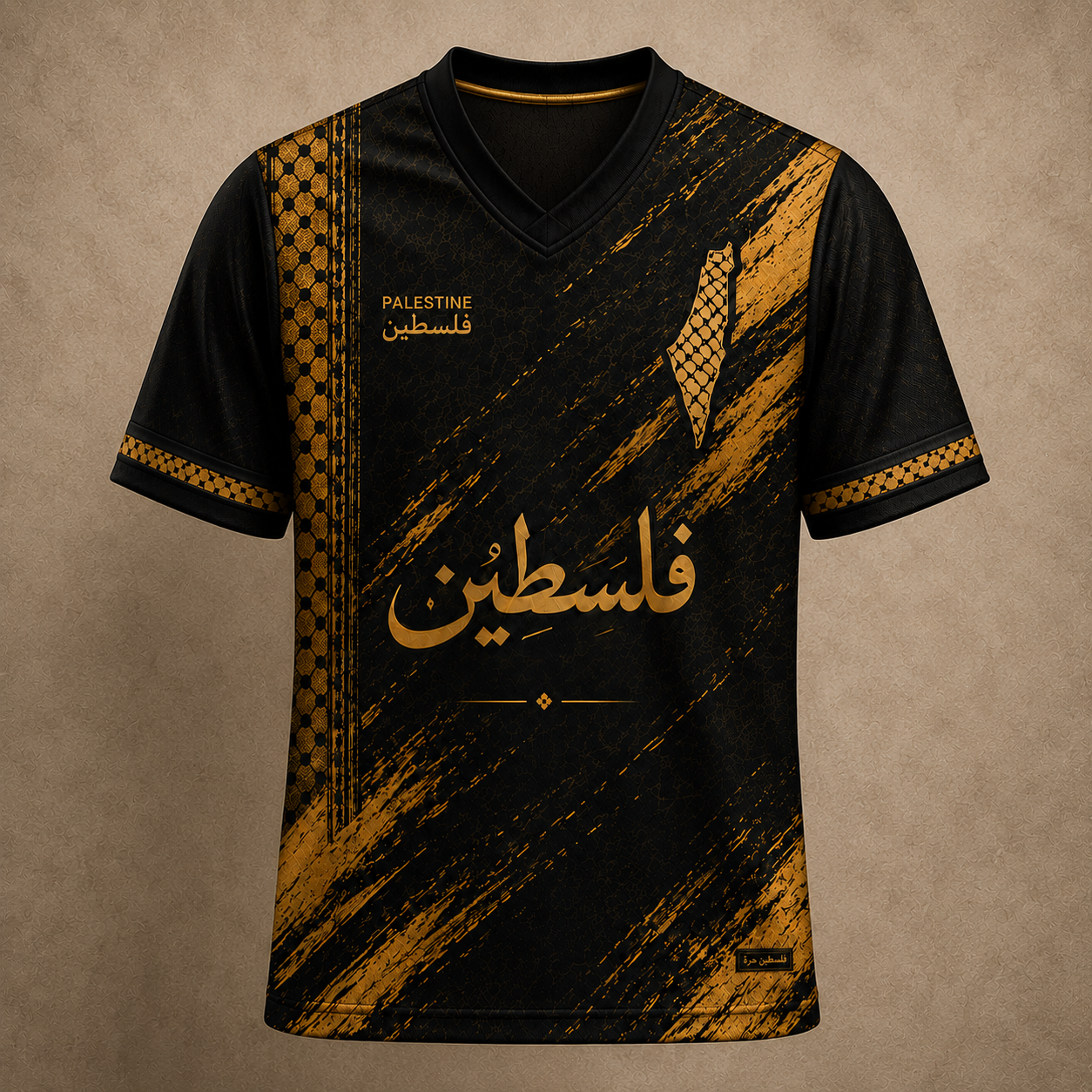 Palestine Jersey Shirt Black Gold Heritage Edition Chaosbornwear