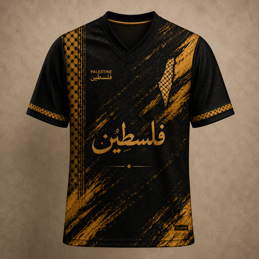 Palestine Jersey Shirt Black Gold Heritage Edition Chaosbornwear