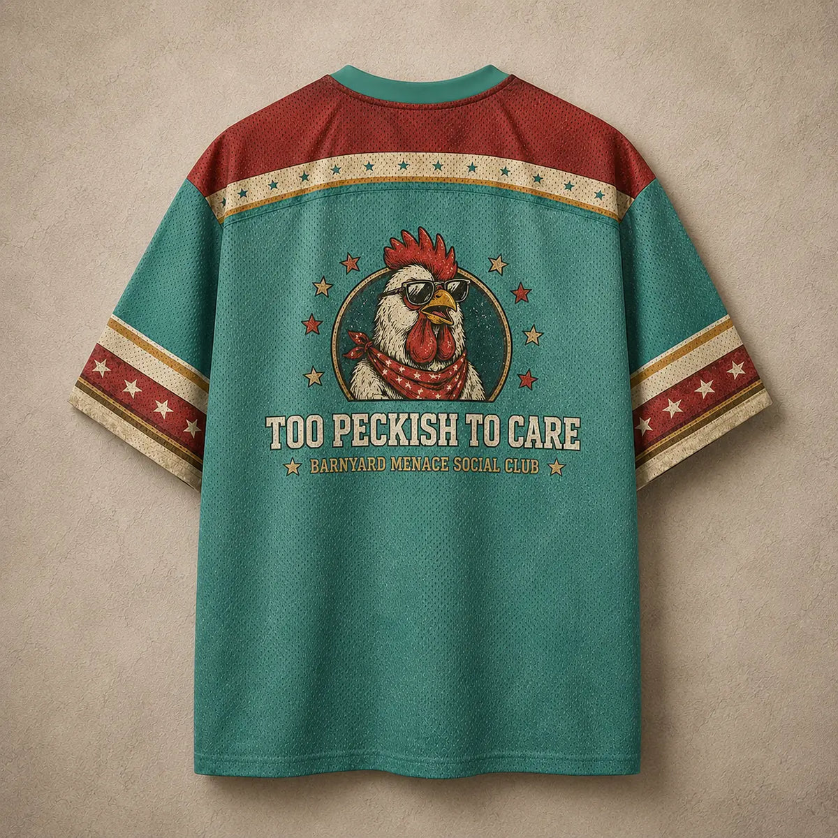Rooster Jersey Shirt Barnyard Menace Too Peckish To Care Chaosbornwear