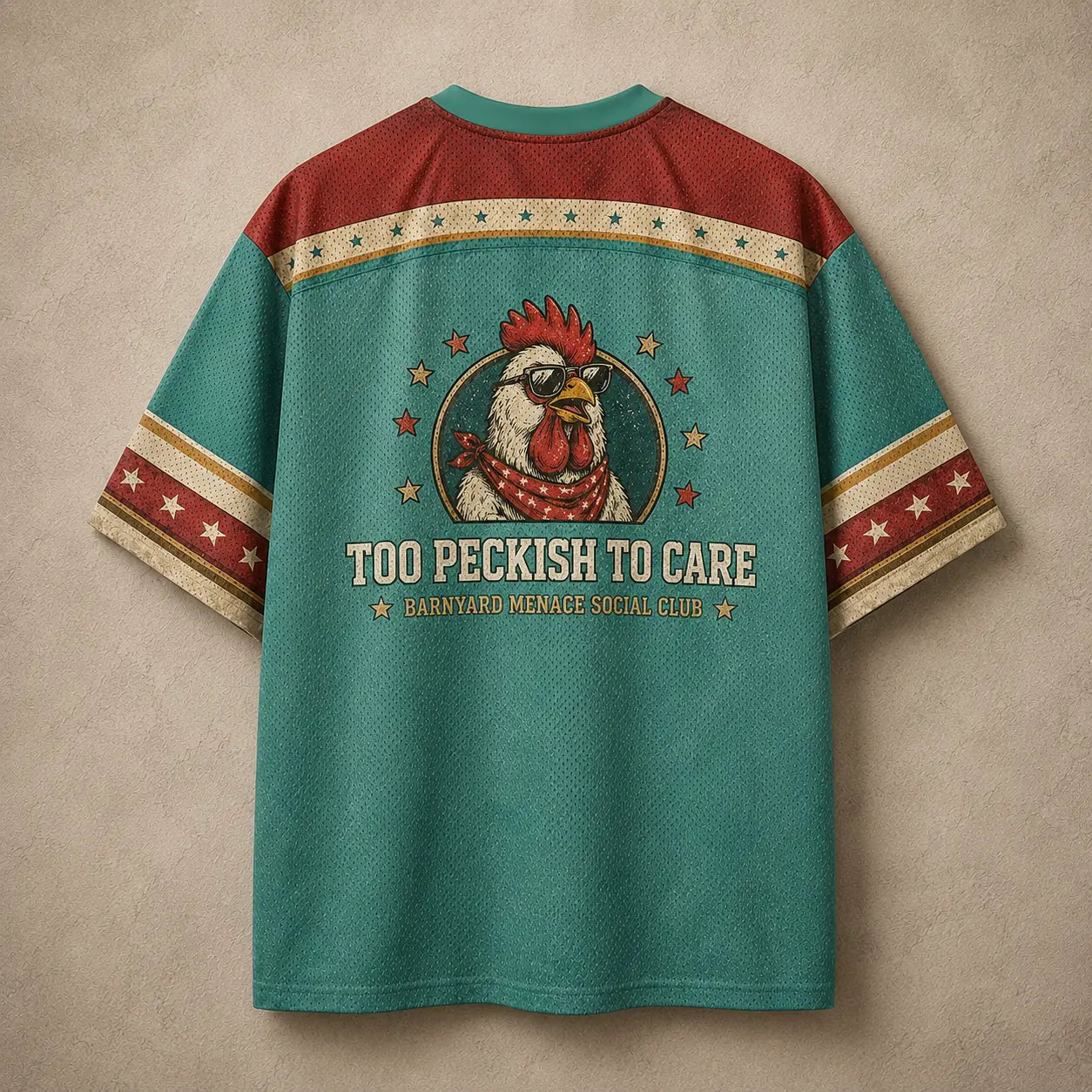 Rooster Jersey Shirt Barnyard Menace Too Peckish To Care Chaosbornwear