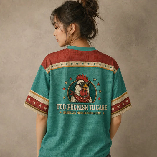 Rooster Jersey Shirt Barnyard Menace Too Peckish To Care Chaosbornwear