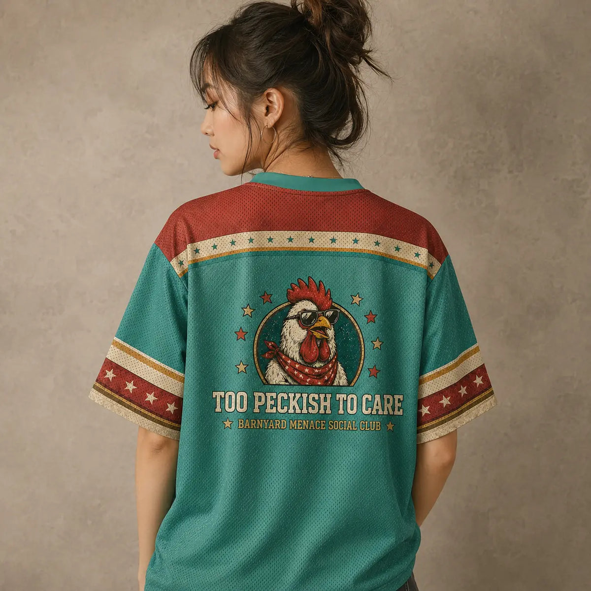 Rooster Jersey Shirt Barnyard Menace Too Peckish To Care Chaosbornwear
