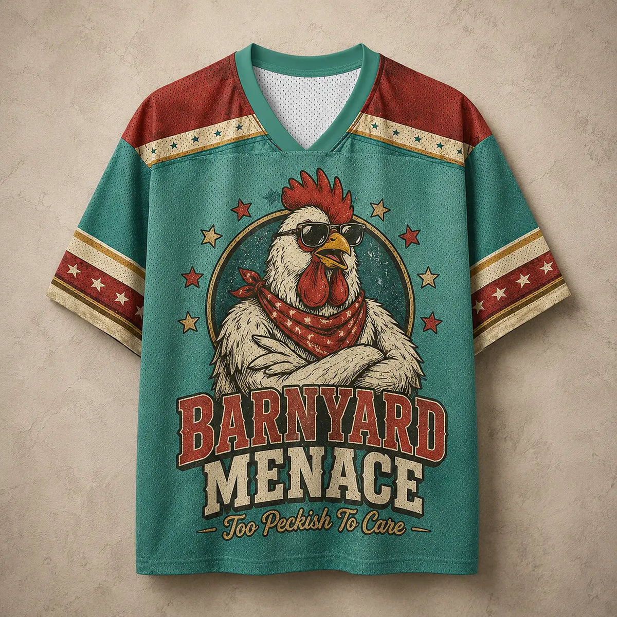 Rooster Jersey Shirt Barnyard Menace Too Peckish To Care Chaosbornwear