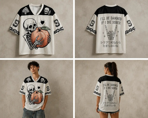 Skeleton Jersey Shirt I'll Be Damned If I Die Sober Chaosbornwear