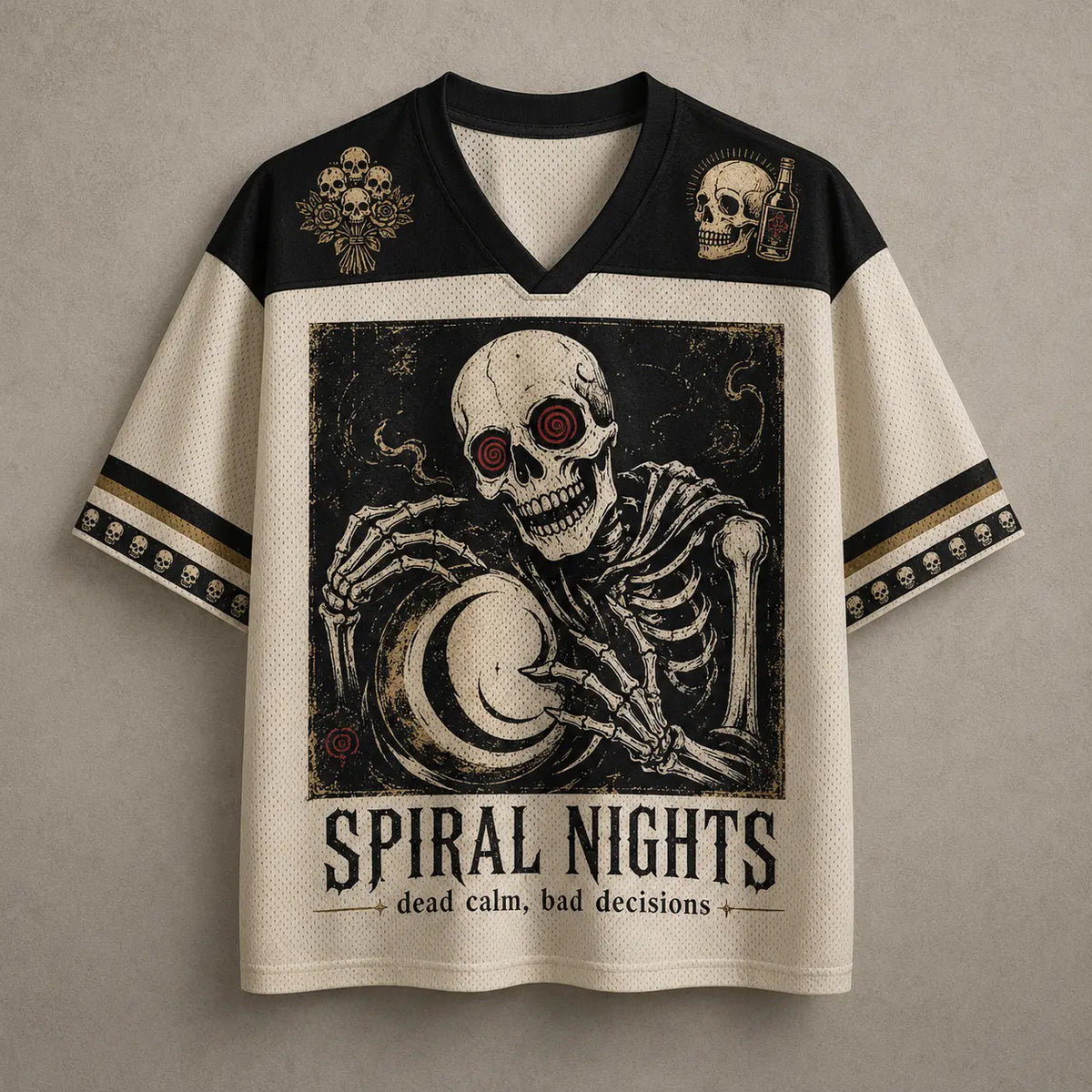 Skeleton Jersey Shirt Spiral Nights Dead Calm Bad Decisions Chaosbornwear
