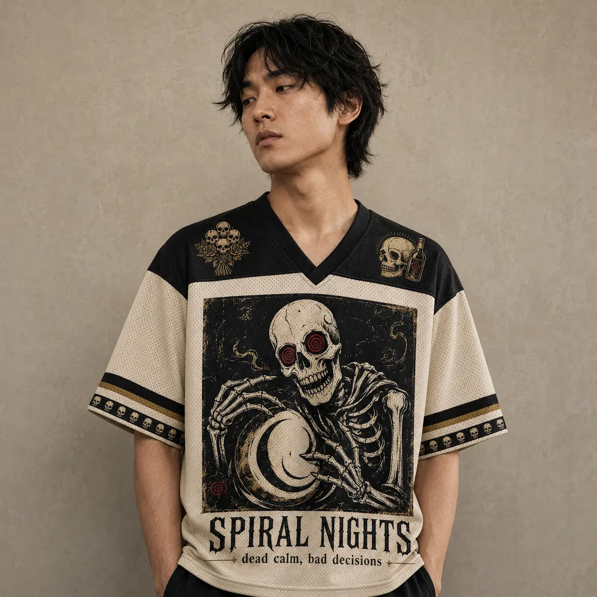 Skeleton Jersey Shirt Spiral Nights Dead Calm Bad Decisions Chaosbornwear