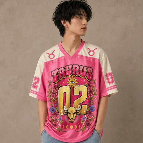 Taurus Zodiac Star Sign Floral Jersey Shirt Celestial Bull 02 Chaosbornwear