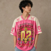 Taurus Zodiac Star Sign Floral Jersey Shirt Celestial Bull 02 Chaosbornwear
