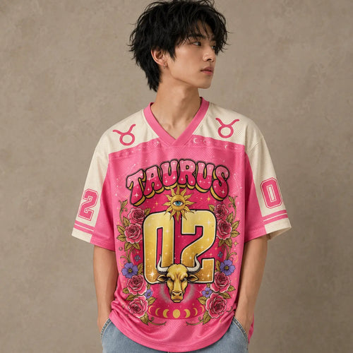 Taurus Zodiac Star Sign Floral Jersey Shirt Celestial Bull 02 Chaosbornwear
