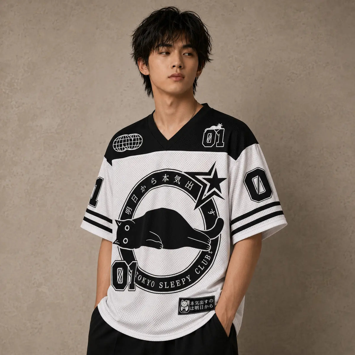 Tokyo Sleepy Club Lazy Cat Jersey Shirt Japanese Namakemono 01 Chaosbornwear