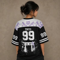 Tokyo Wisteria Kanji Jersey Shirt Japan Torii Gate Floral 99 Chaosbornwear