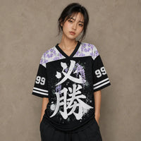 Tokyo Wisteria Kanji Jersey Shirt Japan Torii Gate Floral 99 Chaosbornwear