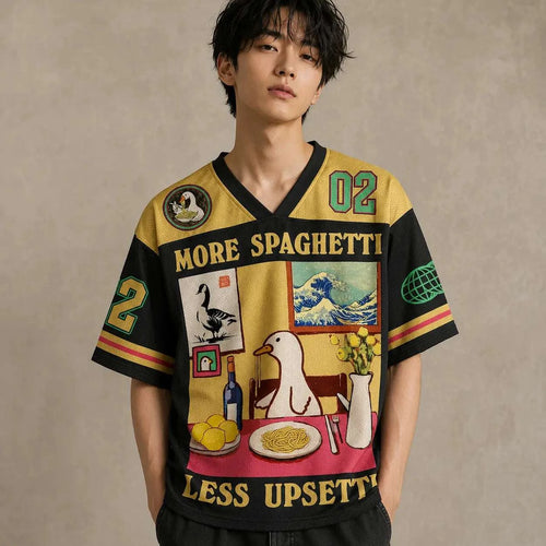 Upsetti Spaghetti Duck Jersey Shirt More Spaghetti Less Upsetti Chaosbornwear