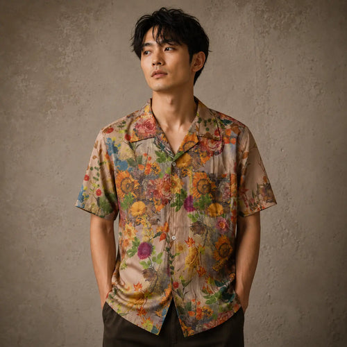 Vintage Floral Shirt Cream Botanical Button Up Shirt Chaosbornwear