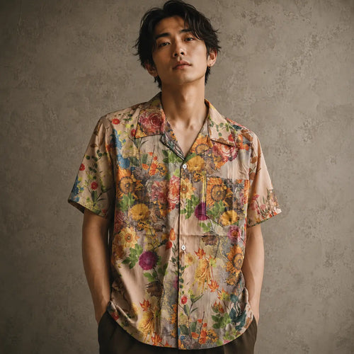 Vintage Floral Shirt Cream Botanical Button Up Shirt Chaosbornwear
