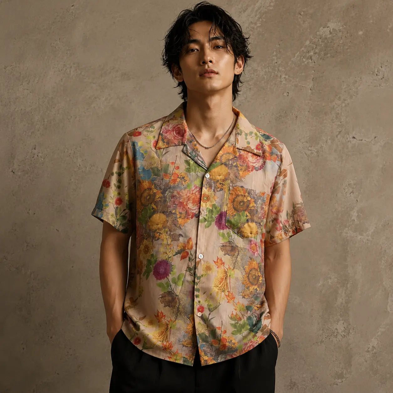 Vintage Floral Shirt Cream Botanical Button Up Shirt Chaosbornwear