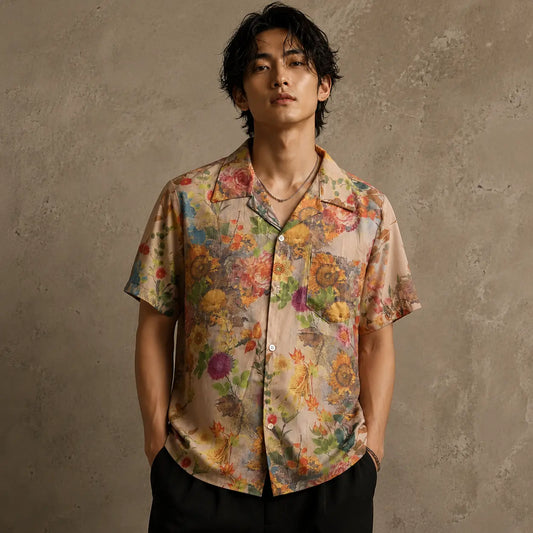 Vintage Floral Shirt Cream Botanical Button Up Shirt Chaosbornwear