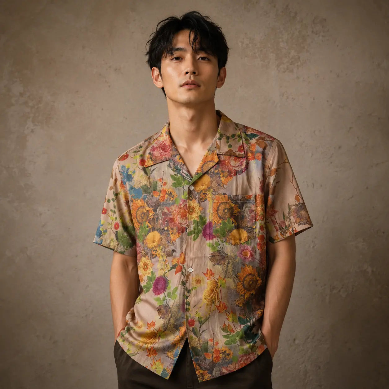 Vintage Floral Shirt Cream Botanical Button Up Shirt Chaosbornwear
