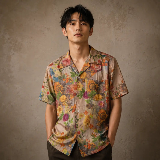 Vintage Floral Shirt Cream Botanical Button Up Shirt Chaosbornwear