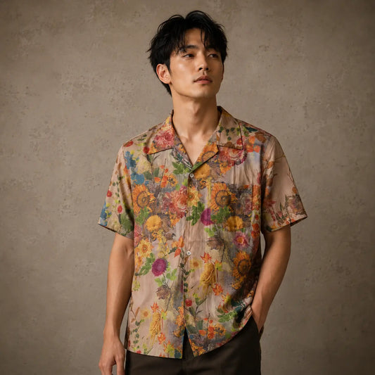 Vintage Floral Shirt Cream Botanical Button Up Shirt Chaosbornwear