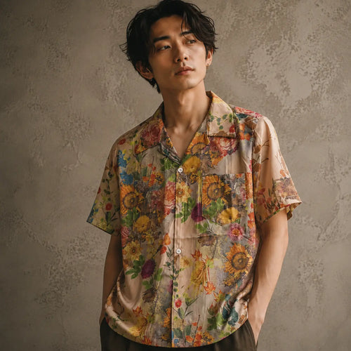 Vintage Floral Shirt Cream Botanical Button Up Shirt Chaosbornwear