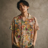 Vintage Floral Shirt Cream Botanical Button Up Shirt Chaosbornwear