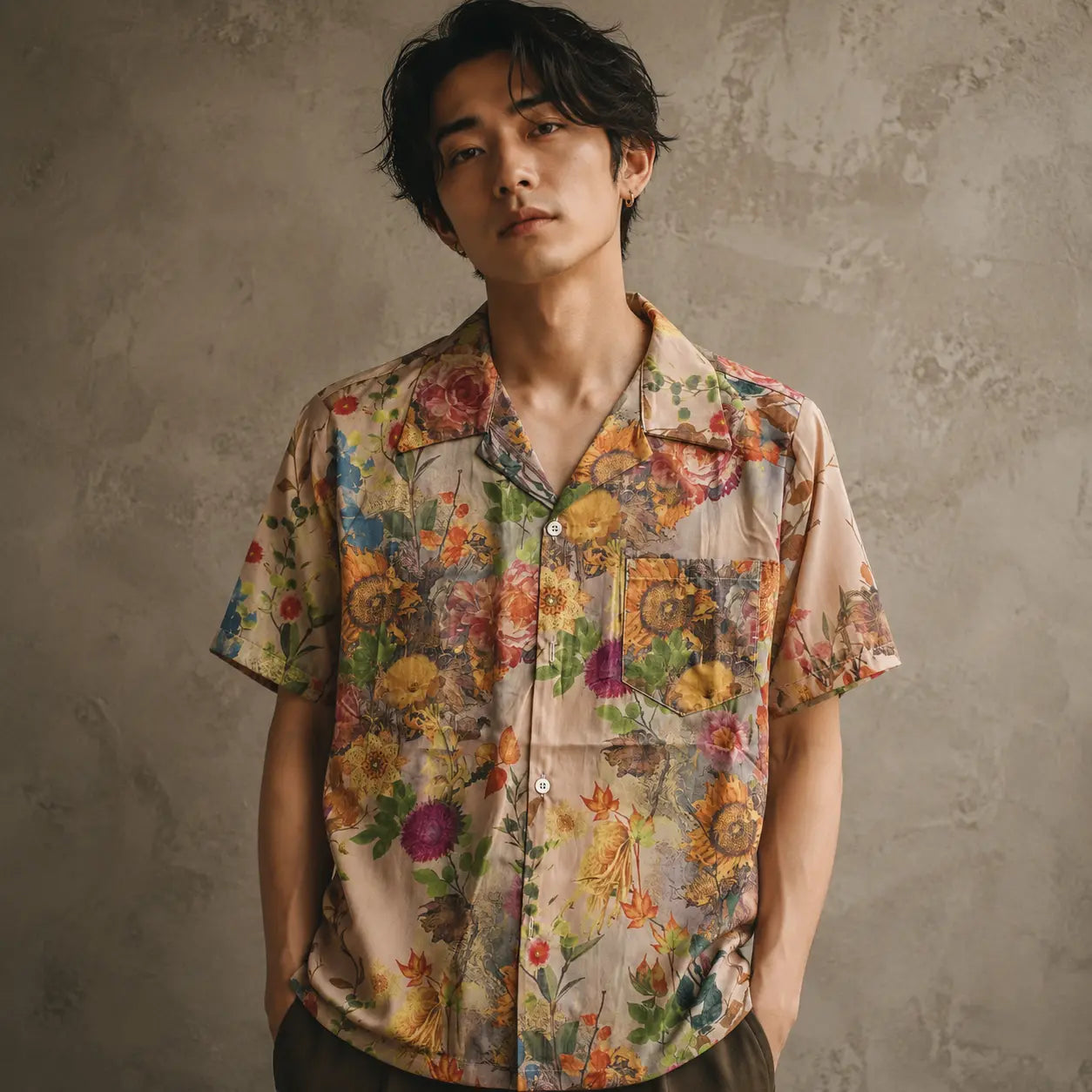 Vintage Floral Shirt Cream Botanical Button Up Shirt Chaosbornwear